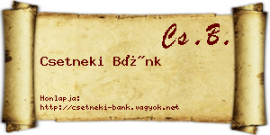 Csetneki Bánk névjegykártya
